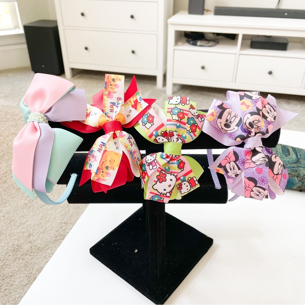 4 Handmade Girl Hairbands with Bows